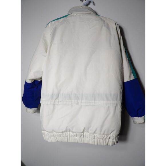 Vintage Izzi Winter Jacket Puffer Womens Large 12/14 White Blue Teal 80s 90s - Picture 5 of 16